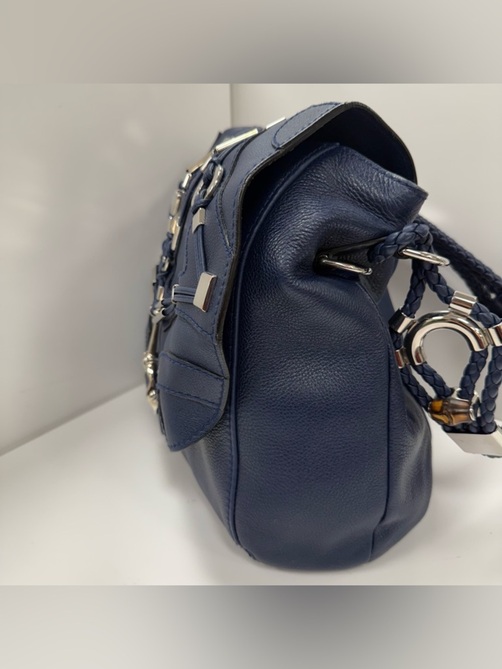Gucci Techno Horsebit Convertible Hobo Embellished Leather Large in Blue - Picture 8 of 12